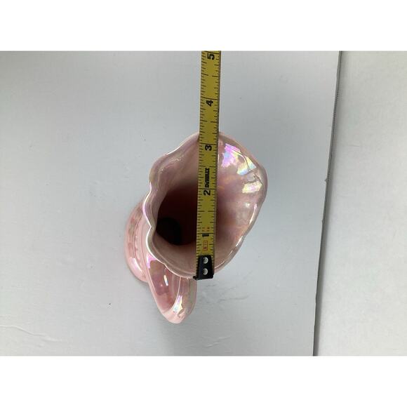 Bayer Pottery Pink Drip Glaze Shell Set Of 2 Planter Vase Vtg Mid Century USA - Picture 8 of 9